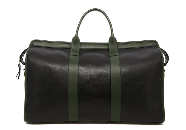 Compass Duffle - Black/Green/Navy Tumbled Leather - Sunflower Yellow Interior