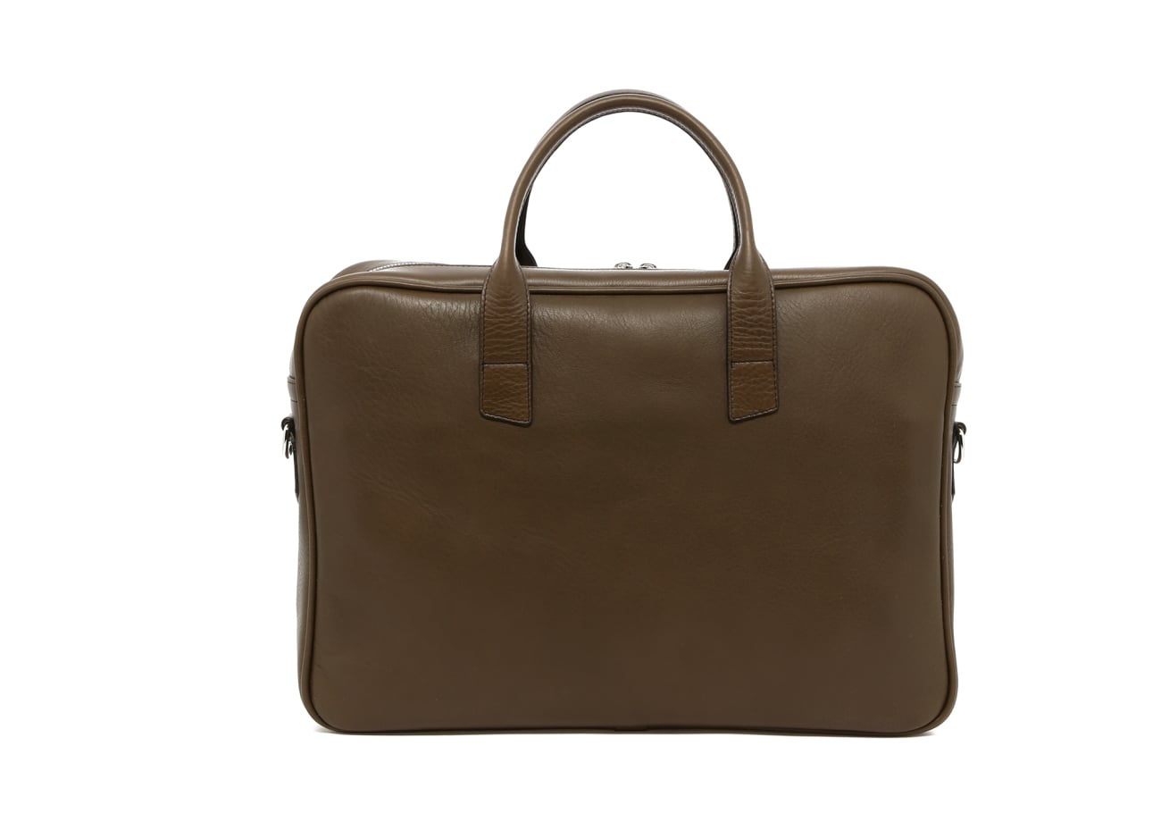 Computer Briefcase - Olive - Tumbled Leather