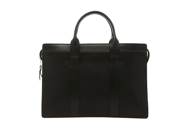 Double Zip-Top - Black/Black - Pebbled Leather