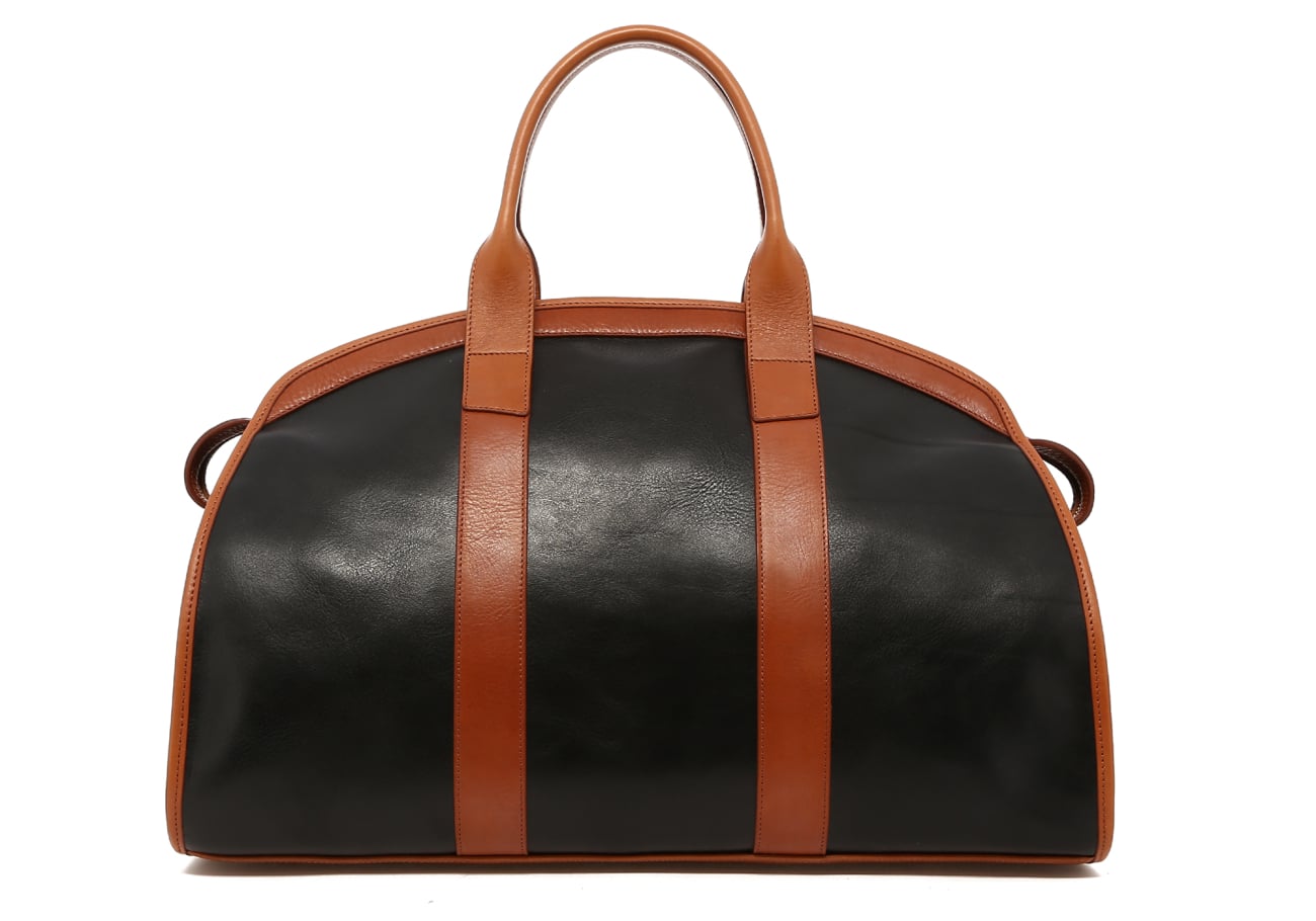 Aiden Duffle - Black/Cognac/Black Alligator Gussets