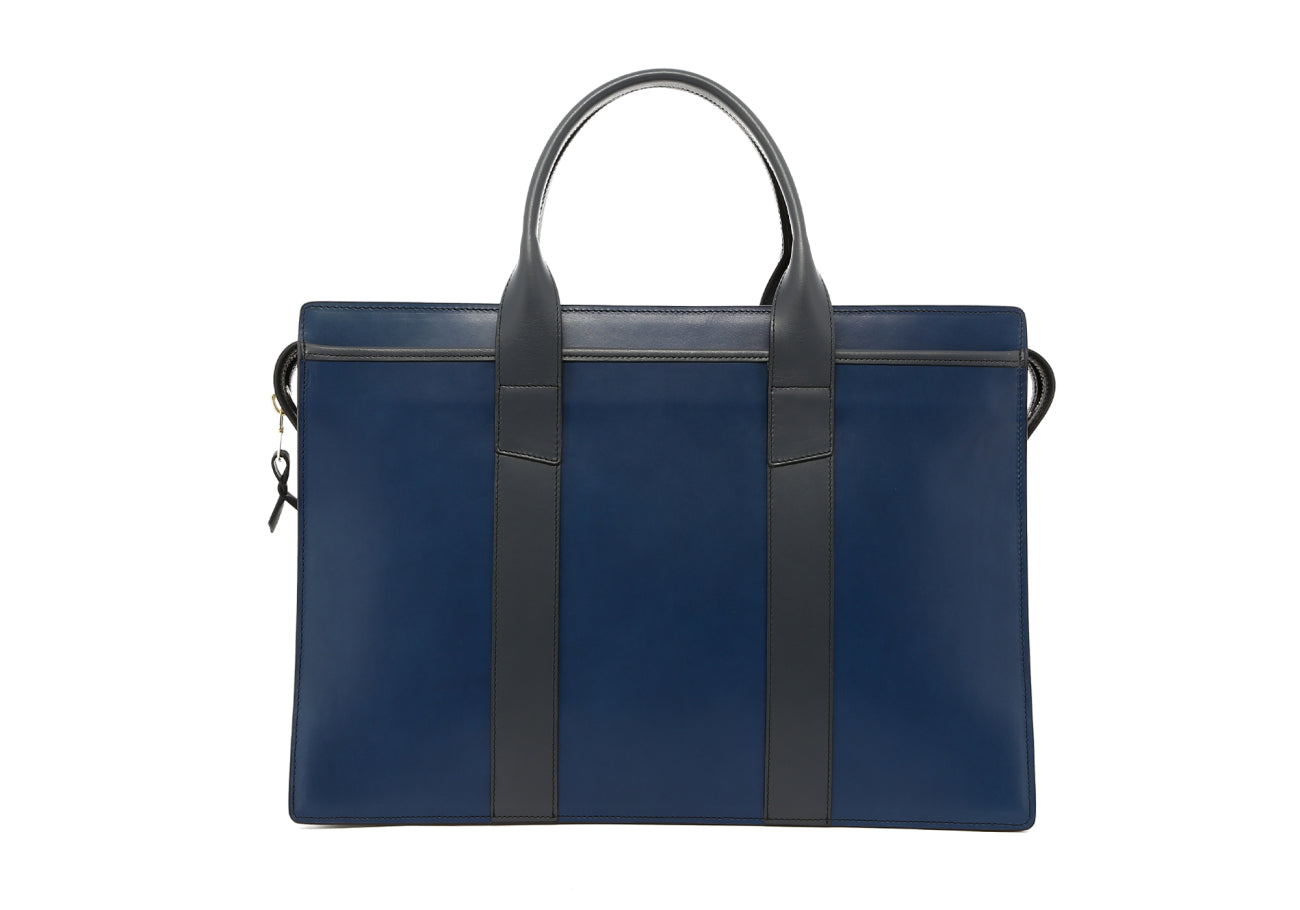 Double Zip-Top - Galaxy Blue/Grey - Belting Leather