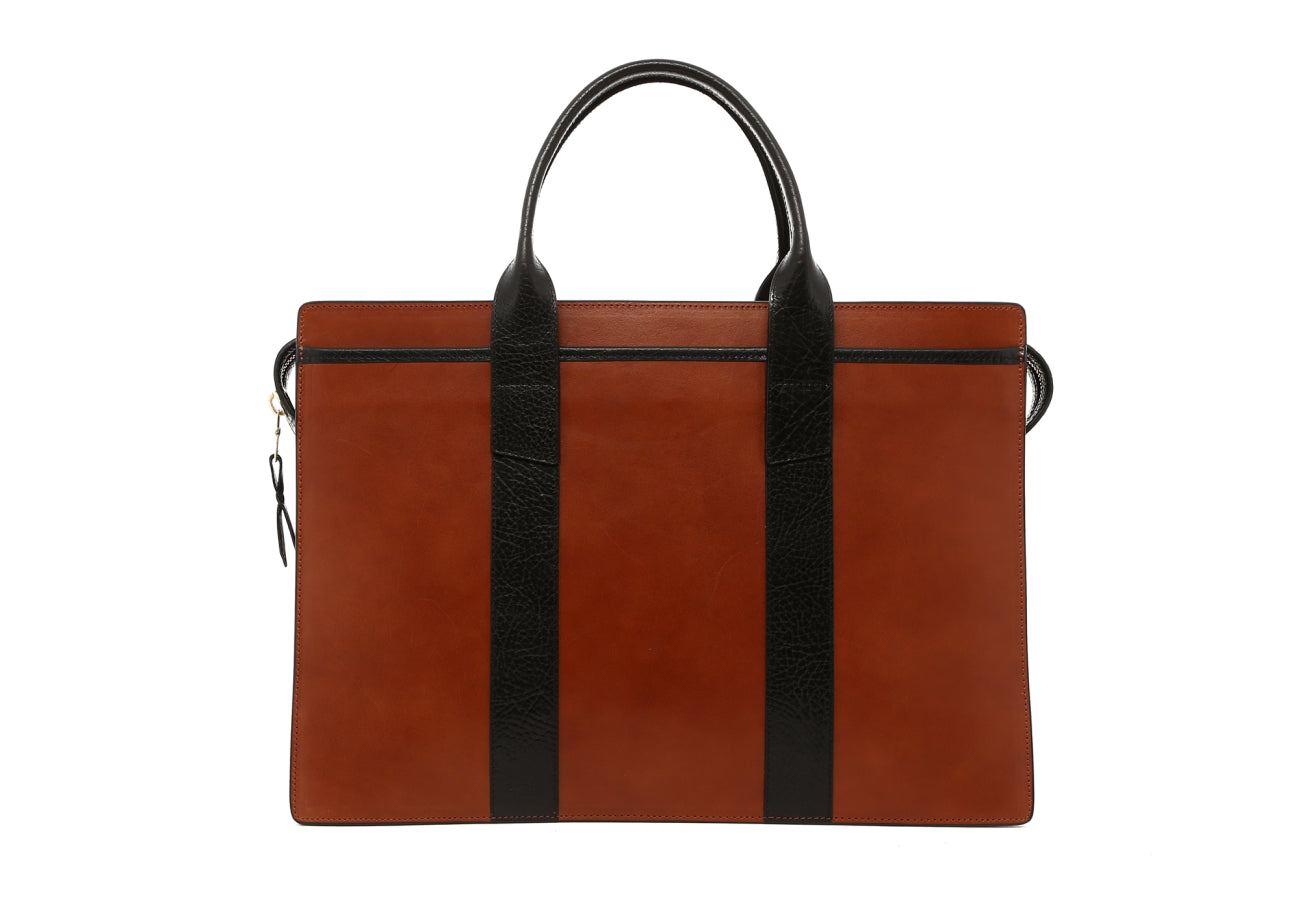 Double Zip-Top - Glazed Ginger/Black - Pebbled Leather