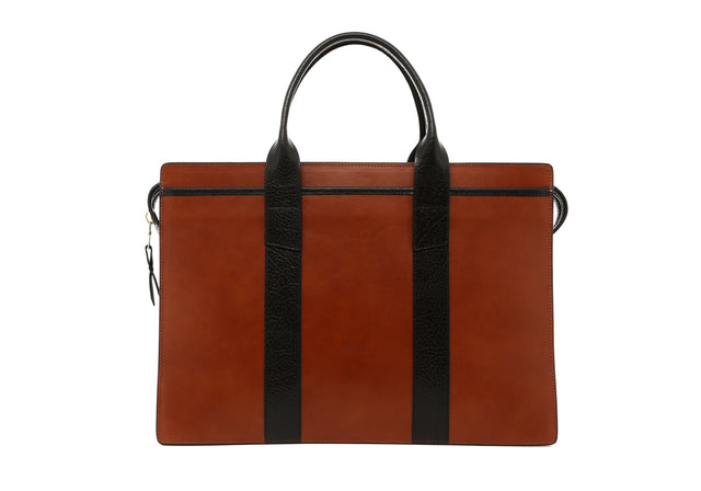 Double Zip-Top - Glazed Ginger/Black - Pebbled Leather