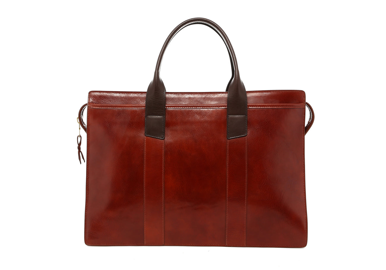 Double Zip-Top - Glossy - Cinnamon/Chocolate - Tumbled Leather
