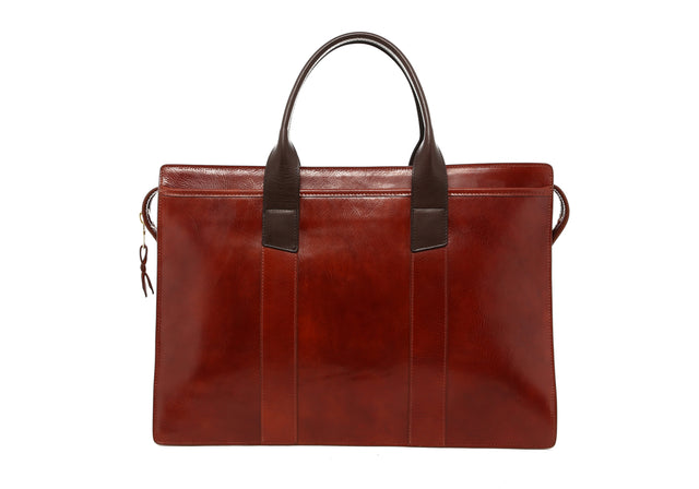 Double Zip-Top - Glossy - Cinnamon/Chocolate - Tumbled Leather