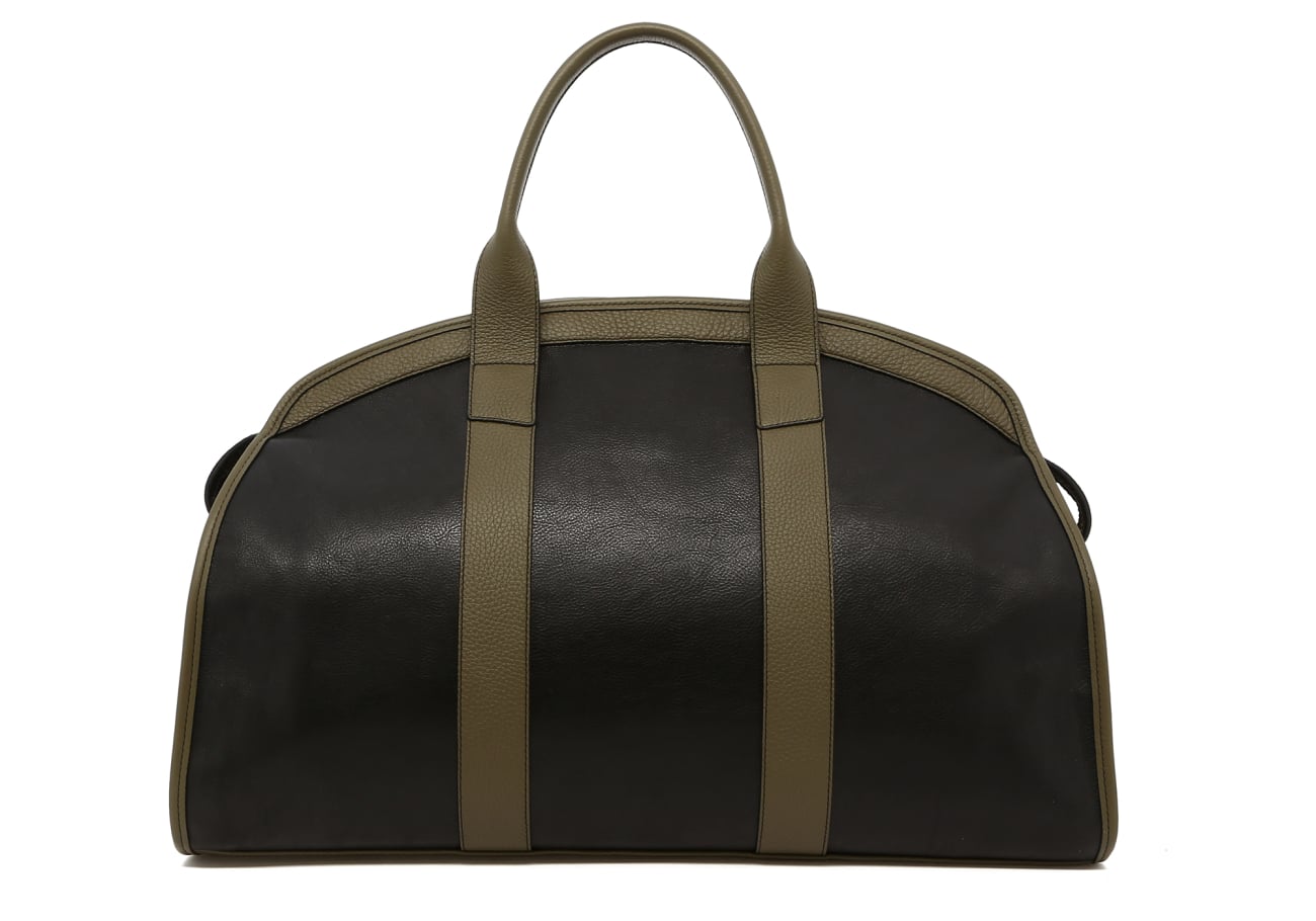Aiden Duffle - Black/Light Military - True Brown Interior - Tumbled Leathre