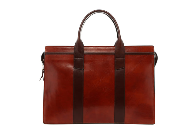 Double Zip-Top - Glossy Cinnamon/Root Beer - Tumbled Leather