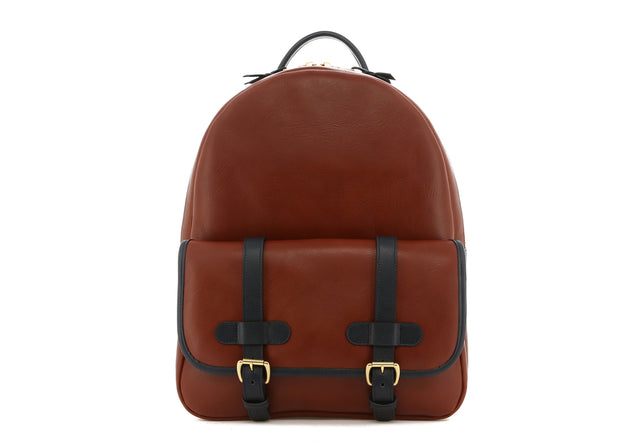 Hampton Backpack - Potter's Clay/Navy - Tumbled Leather