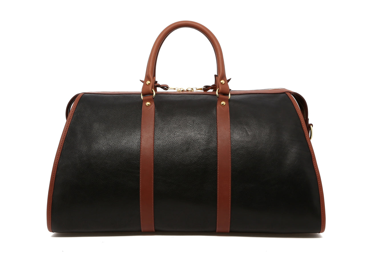 Hampton Duffle - Black/Chestnut - Tumbled Leather - Turquoise Interior