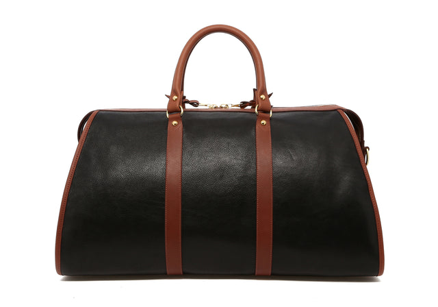 Hampton Duffle - Black/Chestnut - Tumbled Leather - Turquoise Interior