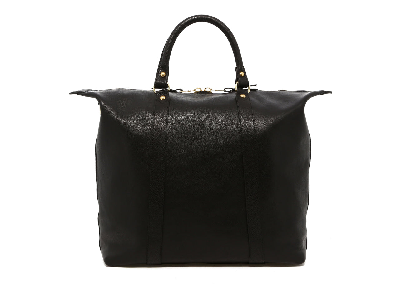 Hampton Tote - Black -Tumbled Leather - Burgundy Interior