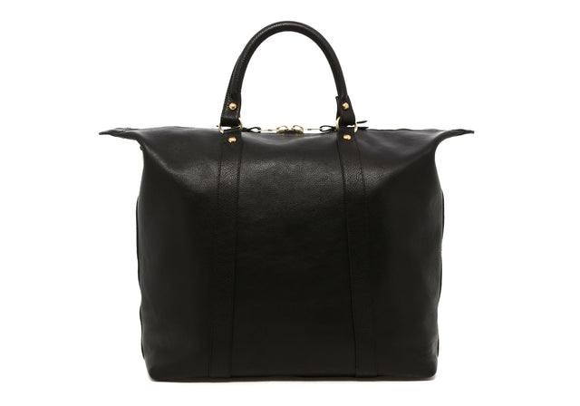 Hampton Tote - Black -Tumbled Leather - Burgundy Interior