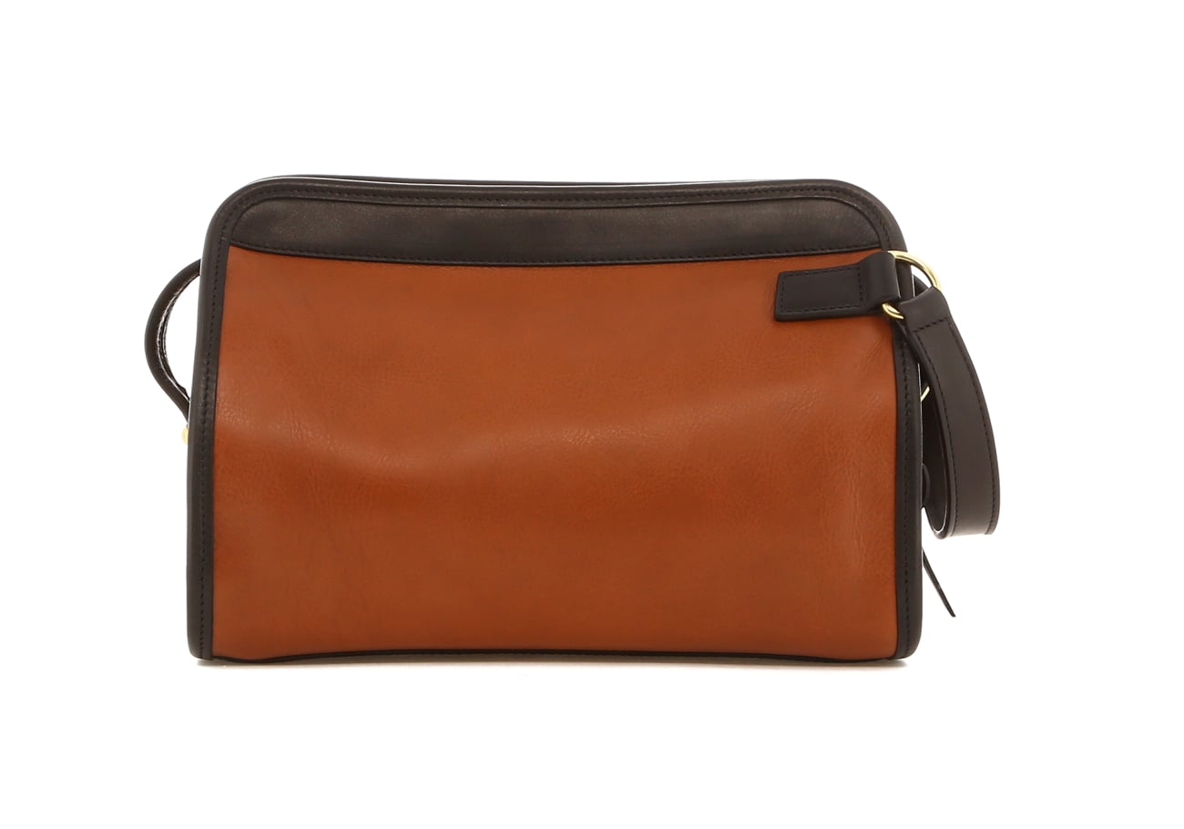 Large Travel Kit - Ginger Bread/Black - Tumbled Leather