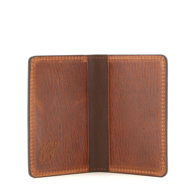 Folding Card Case - Chestnut/Chocolate Interior - Pull Up Leather