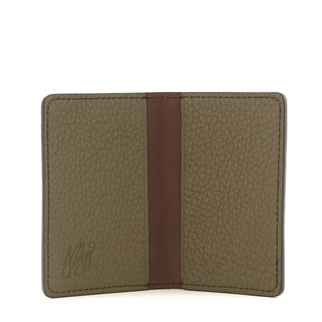 Folding Card Case - Forest/Chocolate Interior - Taurillon Leather