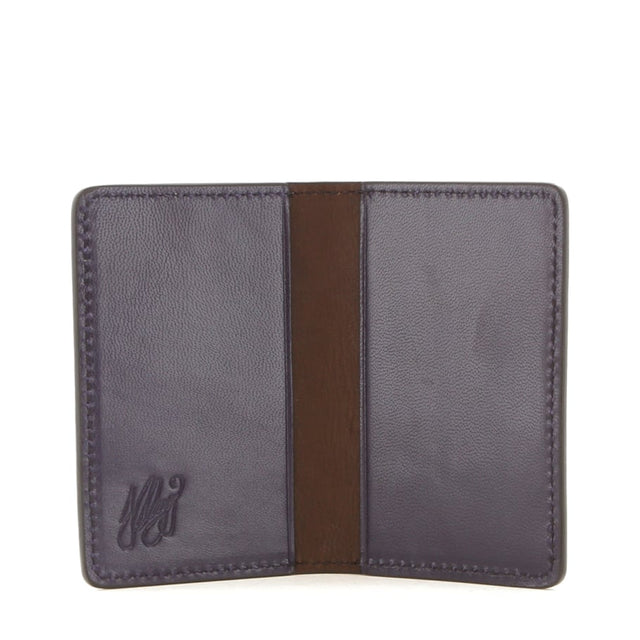 Folding Card Case - Mulberry Purple/Chocolate Interior - Calf