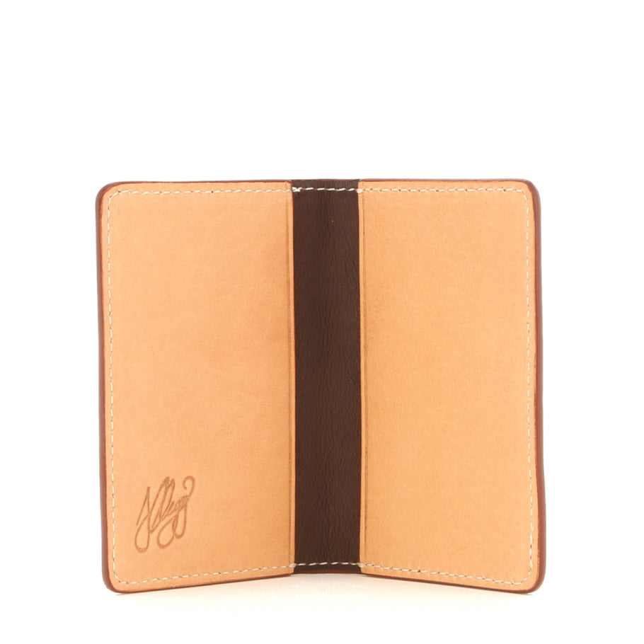 Folding Card Case Natural Interior Tumbled Leather