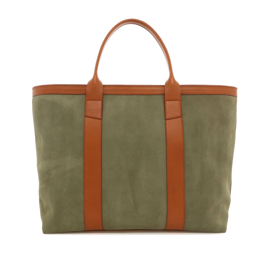 Signature Working Tote Mint Cognac Suede Sunbrella