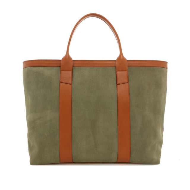 Signature Working Tote - Mint/Cognac - Suede - Orange Sunbrella