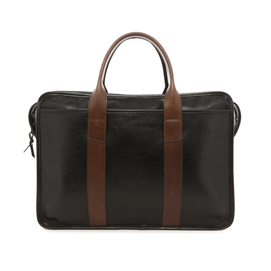 Bound Edge Zip Top Briefcase Cub Glazed Pebbled