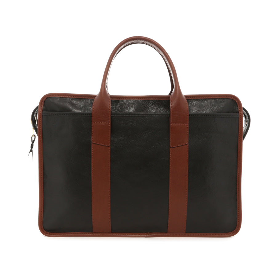 Bound Edge Zip Top Briefcase Sequoia Tumbled Leather