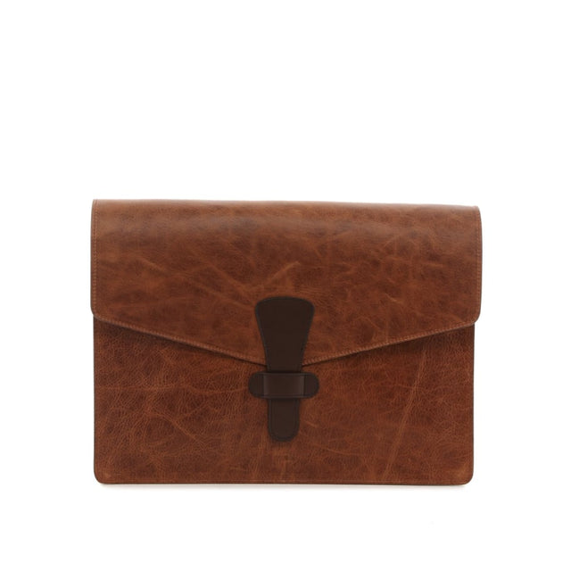 15" Document Case- Distressed Brown Leather / Chocolate Lining
