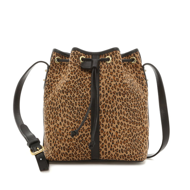 Bucket Bag - Cheetah Microfiber/Black - Linen Tweed Sunbrella