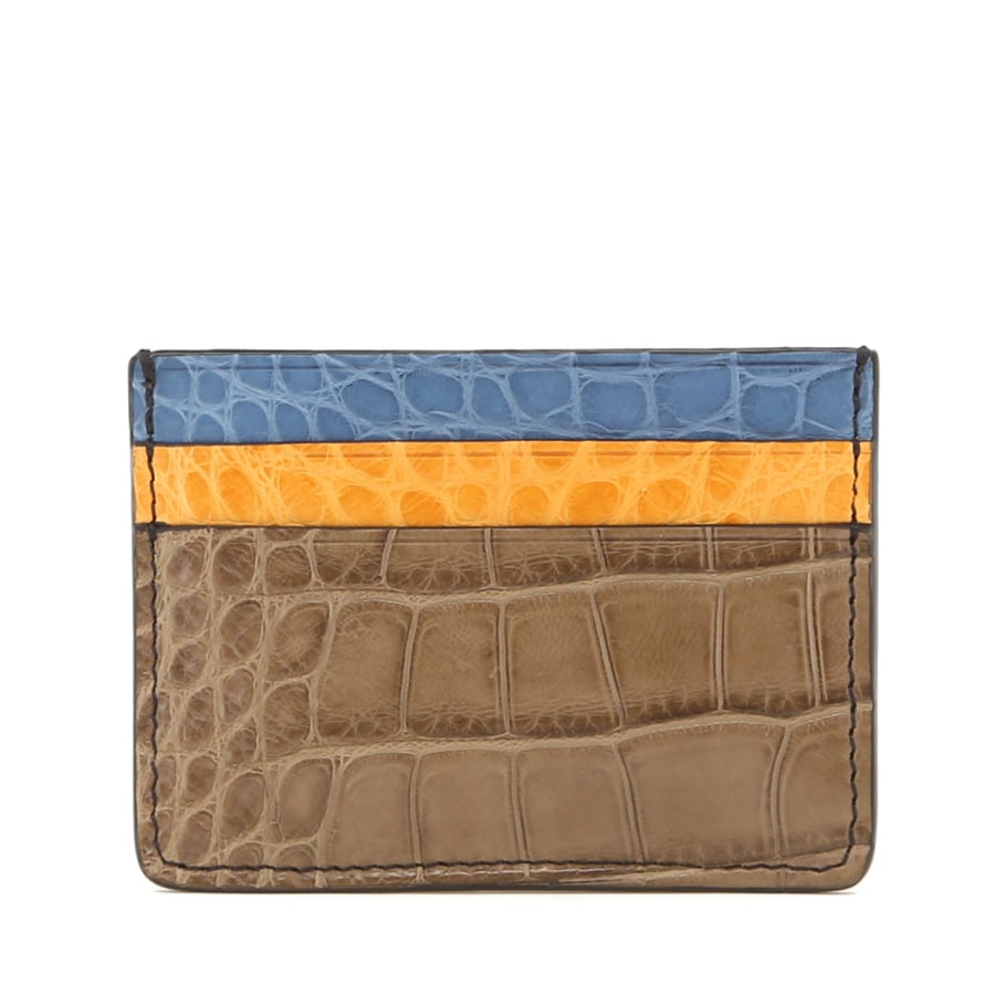 Double Card Case 6 Color Way Nicotine Buttercup Saddle Black Chocolate Alligator
