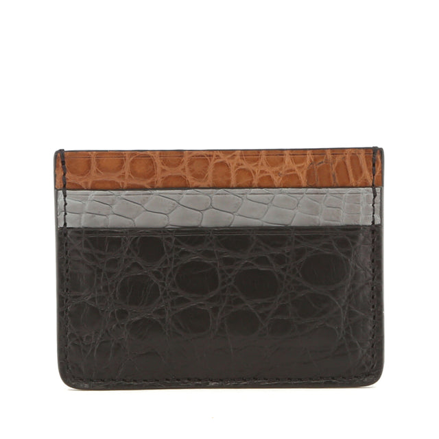 Double Card Case - Black-Serpentine-Cigar - Alligator