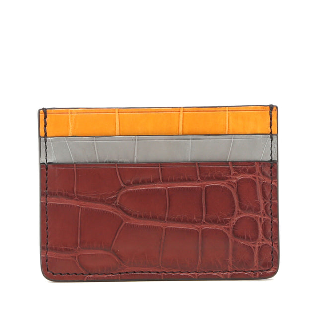 Double Card Case - Bordeaux-Serpentine-Buttercup - Alligator