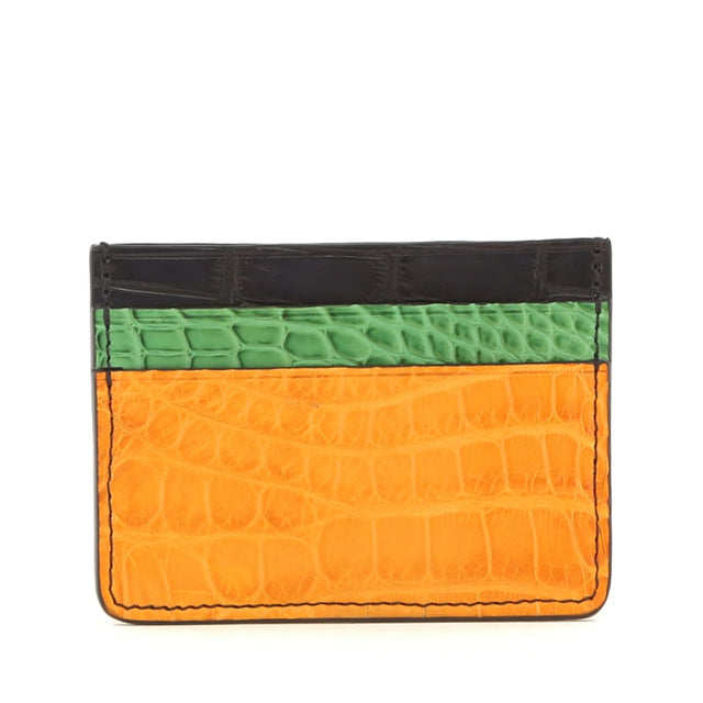 Double Card Case - Buttercup-Kelly Green-Navy - Alligator