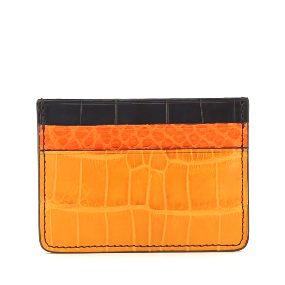 Double Card Case Buttercup Navy Alligator