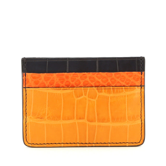 Double Card Case - Buttercup-Orange-Navy - Alligator