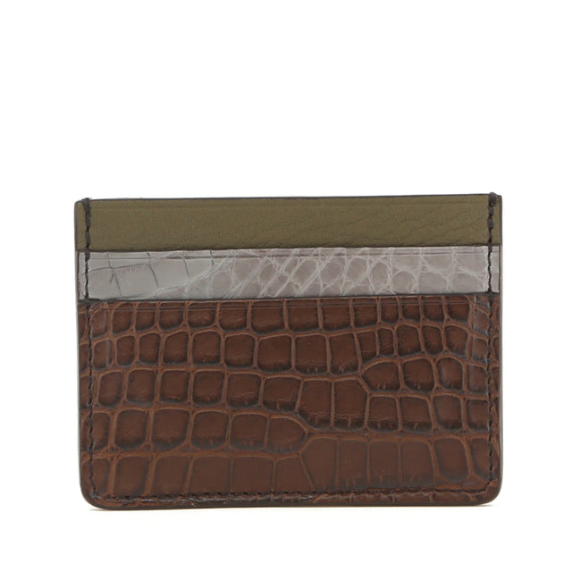 Double Card Case - Chocolate-Serpentine-Forest - Alligator