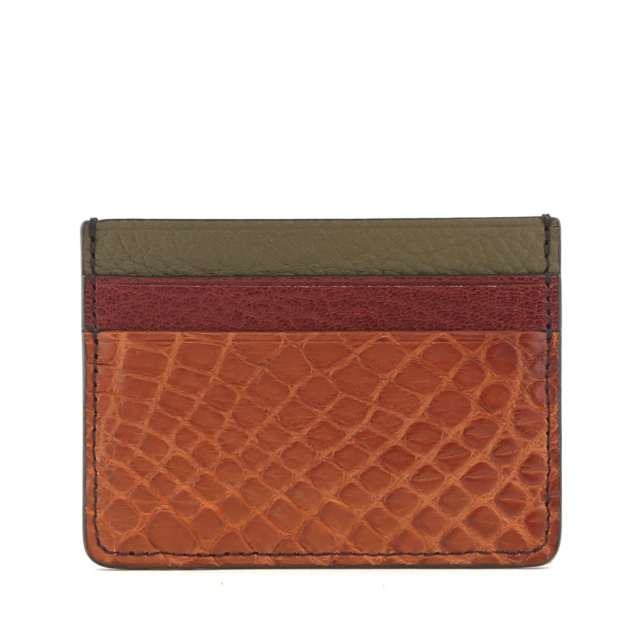 Double Card Case Cigar Bordeaux Goat Forest Lagun Alligator