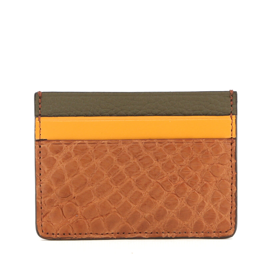 Double Card Case Buttercup Calf Forest Lagun Alligator