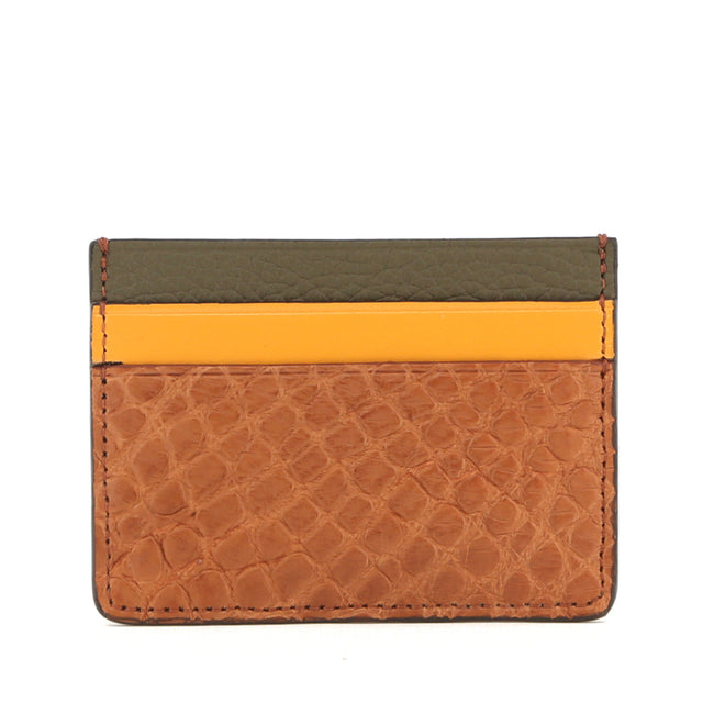 Double Card Case - Cognac-Buttercup Calf-Forest Lagun - Alligator