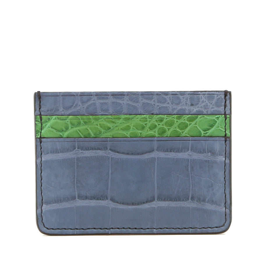 Double Card Case Kelly Green Alligator