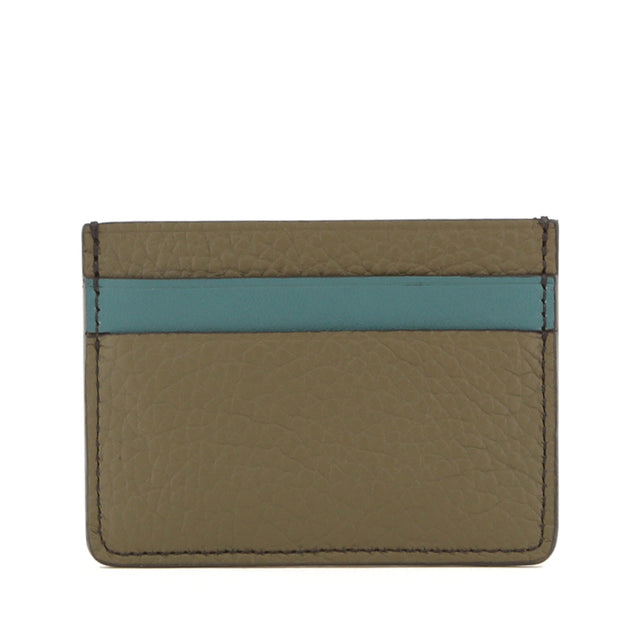 Double Card Case - Forest Taurillon / Harbour Blue - Chocolate Interior