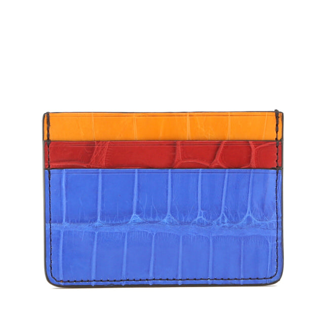 Double Card Case - Mod Blue-Candy Red-Buttercup - Alligator