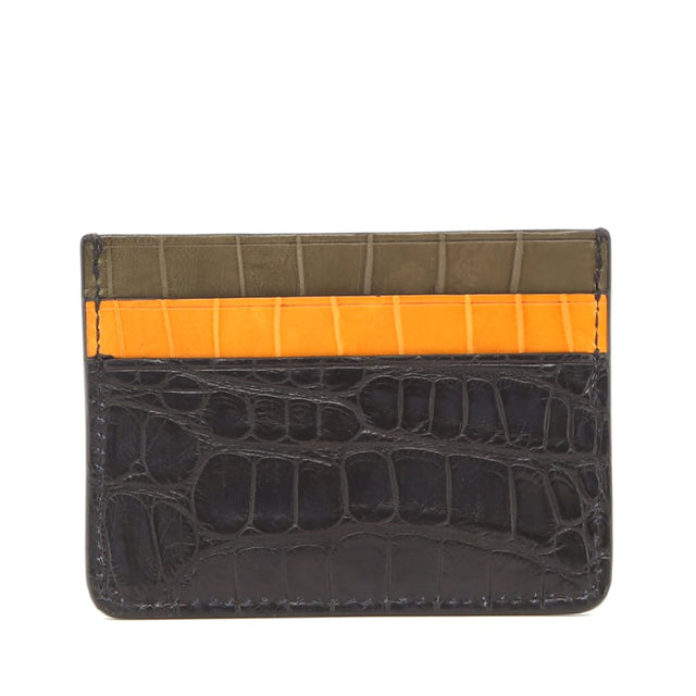 Double Card Case - Navy-Buttercup-Loden - Alligator