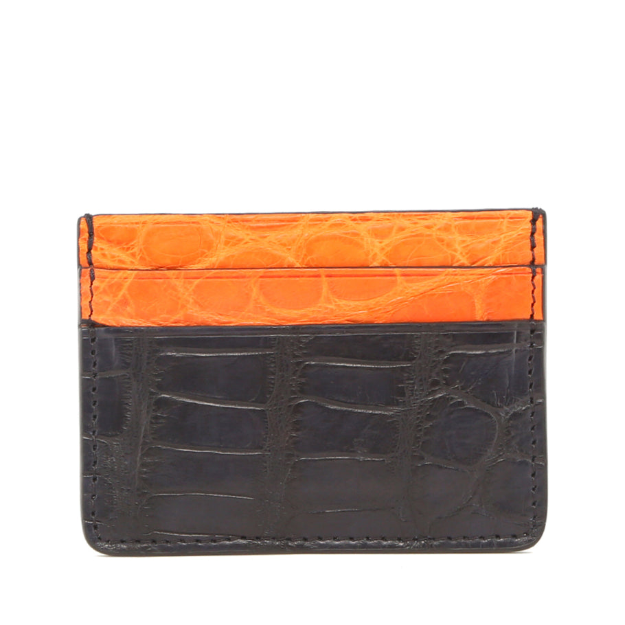 Double Card Case Orange Alligator