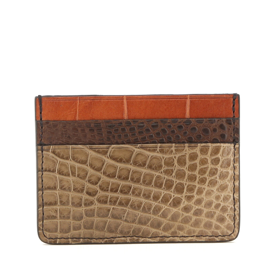 Double Card Case Nicotine Cognac Alligator