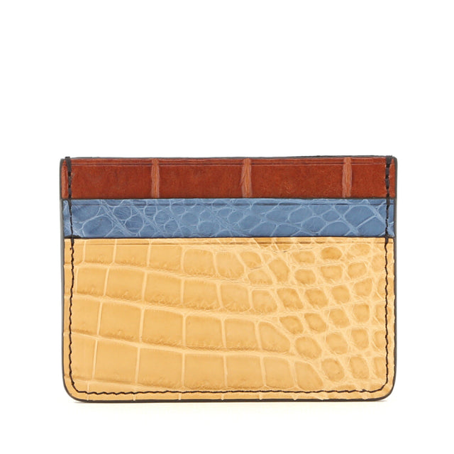 Double Card Case - Saddle-Denim-Cognac - Alligator