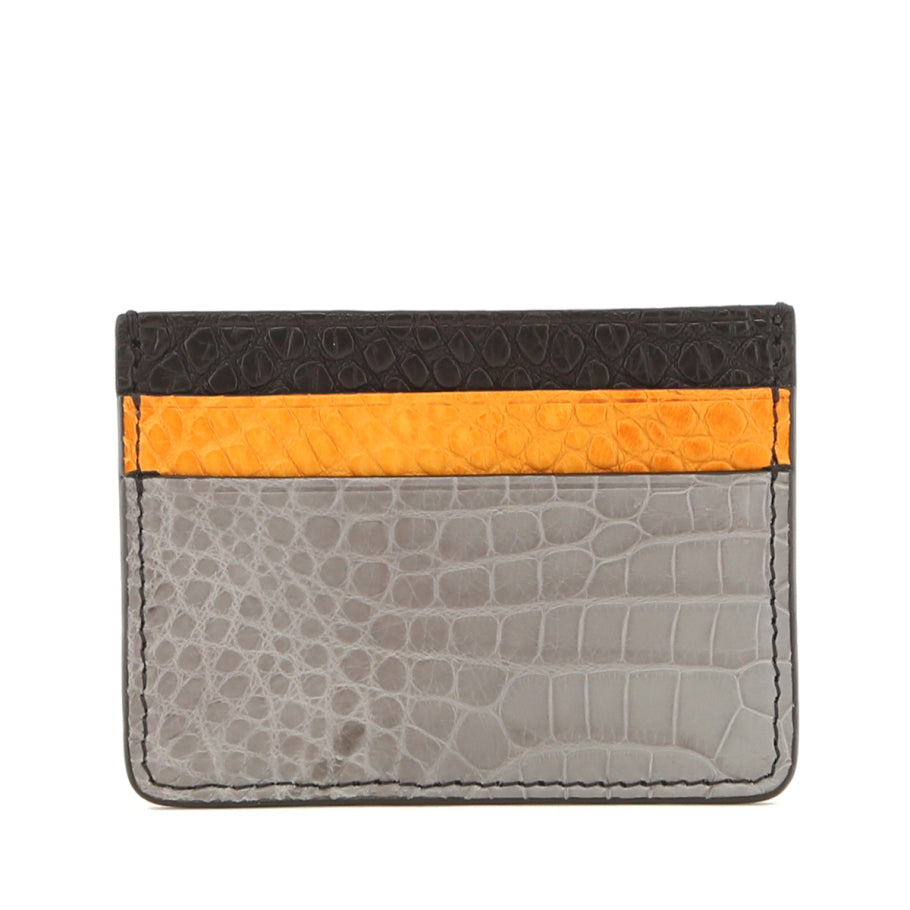 Double Card Case Serpentine Buttercup Alligator