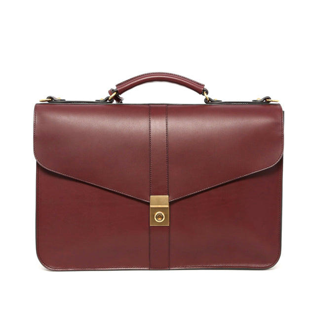 Lock Briefcase - Burgundy Harness Leather / Loden Green Suede Interior