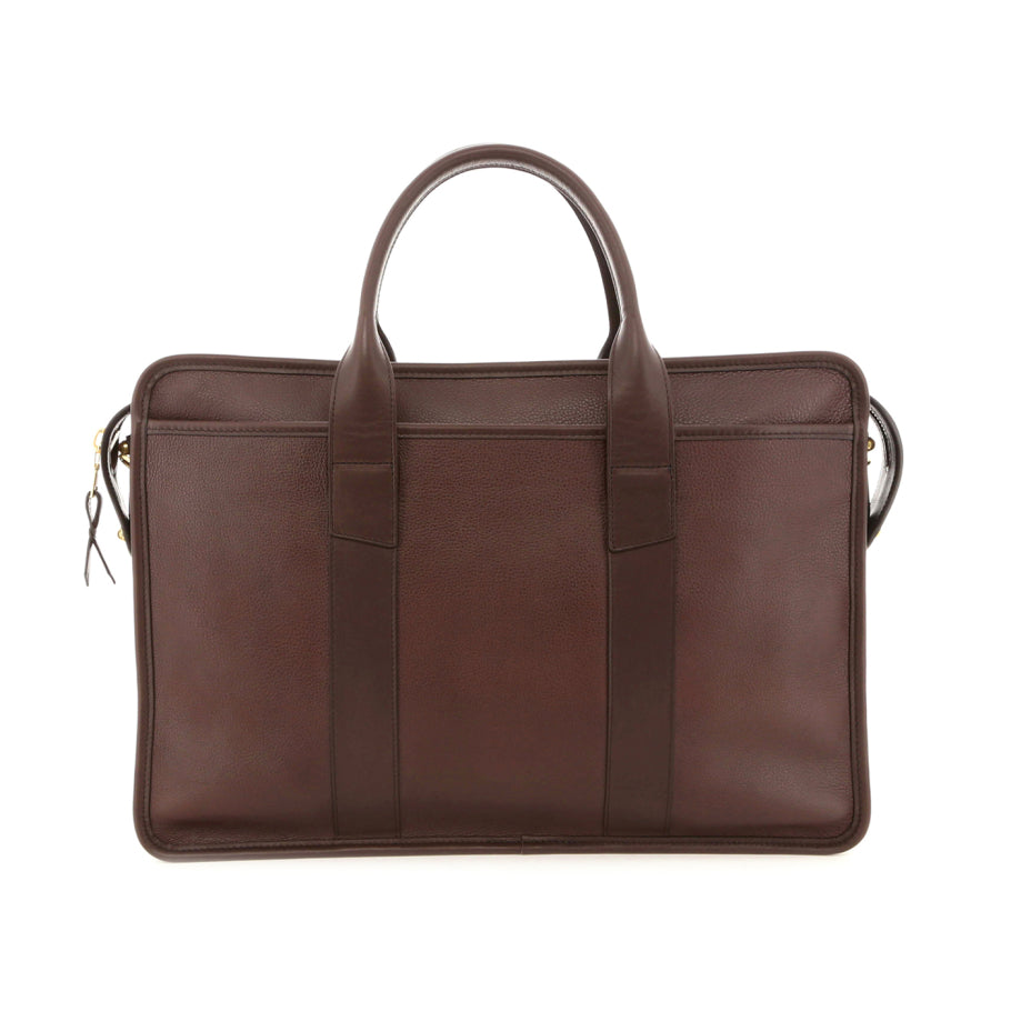 Bound Edge Zip Top Briefcase Mustang Fine Pebbled Leather