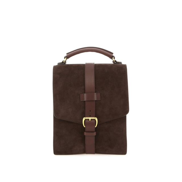 Buckle Messenger - Chocolate Suede / Chocolate Harness Leather