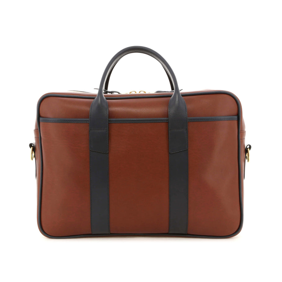 Commuter Briefcase Navy Smooth Tumbled Leather