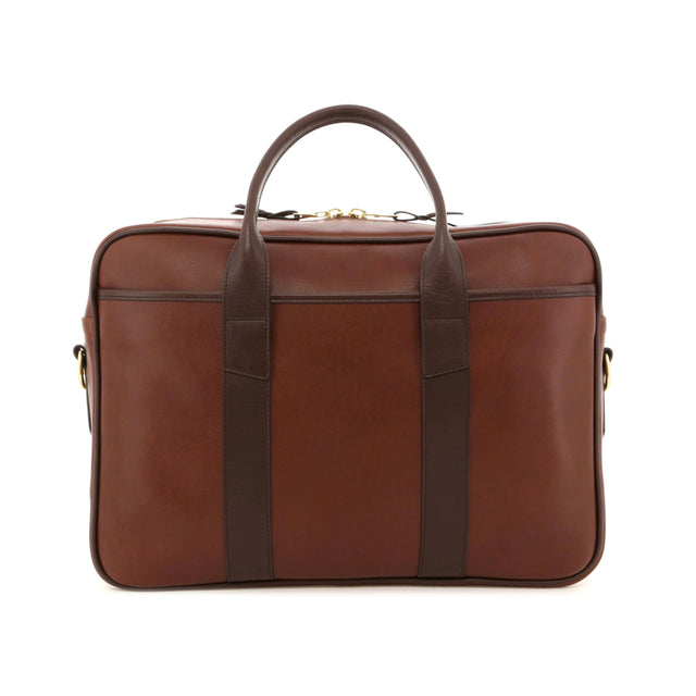Commuter Briefcase - Chestnut/Chocolate - Tumbled Leather